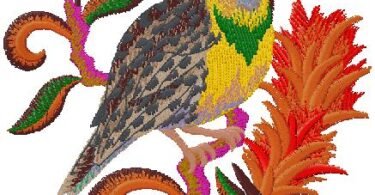 Vibrant Tropical Bird Embroidery Design