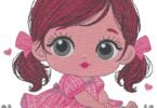 Adorable Baby Girl in Pink Embroidery Design