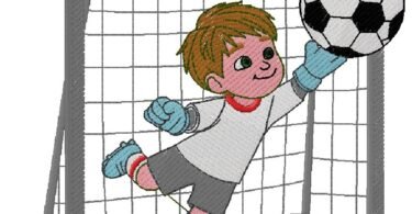 Cute Soccer Goalkeeper Boy Embroidery Design
