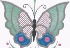 Elegant Butterfly and Rose Embroidery Design
