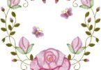 Elegant Floral Heart Embroidery Design with Butterflies