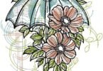Elegant Floral Umbrella Embroidery Design