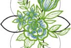 Elegant Green Floral Line Embroidery Design