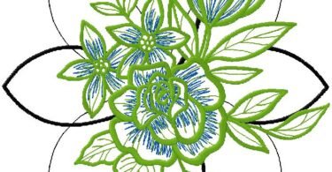 Elegant Green Floral Line Embroidery Design