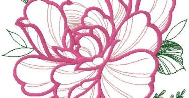 Elegant Pink Peony Floral Embroidery Design