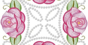 Elegant Pink Roses Quilt Block Embroidery Design
