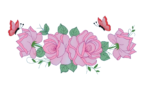 Elegant Pink Roses with Butterflies Embroidery Design
