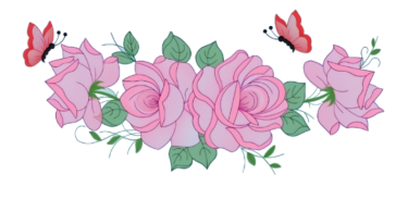 Elegant Pink Roses with Butterflies Embroidery Design