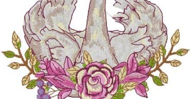Elegant Swan “Hello Beautiful” Floral Embroidery Design