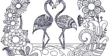 Flamingo Wreath Embroidery Design