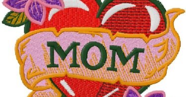 Floral Heart “MOM” Embroidery Design