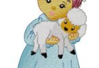 Heavenly Little Angel Holding a Lamb – Adorable Embroidery Design