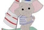 Little Sailor Elephant Embroidery Design