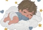 Sleeping Baby on Cloud – Cute Baby Boy Embroidery Design