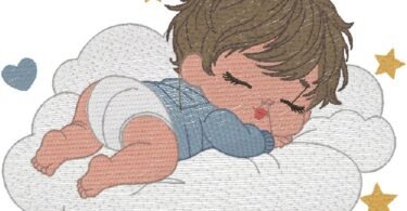 Sleeping Baby on Cloud – Cute Baby Boy Embroidery Design