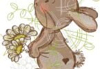 Sweet Bunny with Daisy Embroidery Design