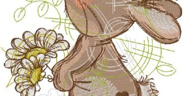 Sweet Bunny with Daisy Embroidery Design