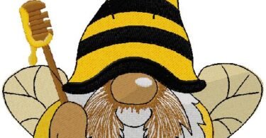 Sweet Honey Bee Gnome Embroidery Design