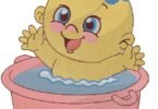 Happy Baby Bath Time Embroidery Design