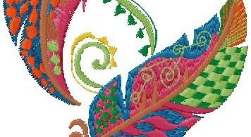 Vibrant Paisley Feather Symphony Embroidery Design