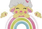 Cute Lamb Rainbow Embroidery Design