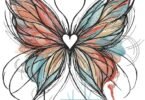 Artistic Butterfly Heart Embroidery Design