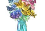 Butterfly Garden Bouquet in Glass Jar Embroidery Design