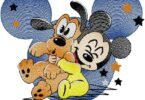 Cute Baby Mickey & Pluto Embroidery Design