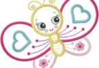 Cute Heart Butterfly Embroidery Design