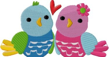 Cute Love Birds Embroidery Design