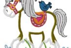 Cute Pony with Singing Bird Embroidery Design