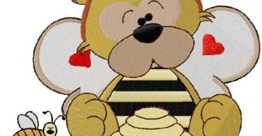 Cute Teddy Bee Embroidery Design