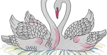 Elegant Swan Love Embroidery Design
