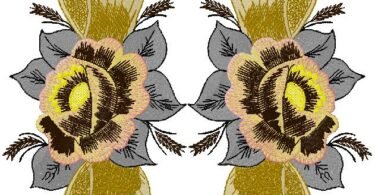 Elegant Symmetrical Floral Embroidery Design