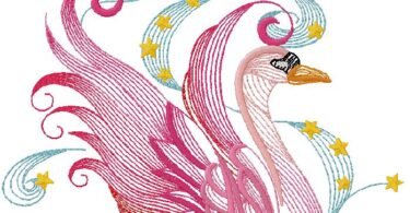 Magical Swan Starry Embroidery Design