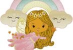 Rainbow Fairy Princess Embroidery Design