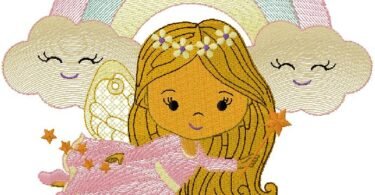 Rainbow Fairy Princess Embroidery Design