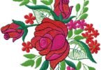 Romantic Rose Bouquet with Butterflies Embroidery Design