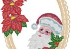 Santa Claus with Poinsettia Frame Embroidery Design