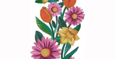 Spring Floral Bouquet Embroidery