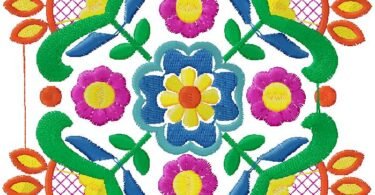 Vibrant Folk Art Floral Embroidery Design