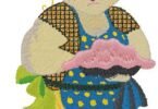 Vintage Baker Girl Embroidery Design