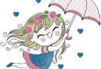 Whimsical Girl with Umbrella – Embroidery Design