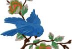 Blue Bird & Vintage Rose Branch Embroidery Design