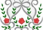 Elegant Rose Lace Bow Embroidery Design