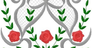 Elegant Rose Lace Bow Embroidery Design
