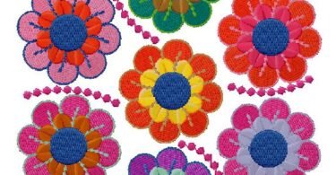 Colorful Floral Embroidery Design – Vibrant Folk Art Flower Pattern