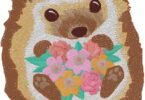 Cute Floral Hedgehog Embroidery Design 🦔🌸