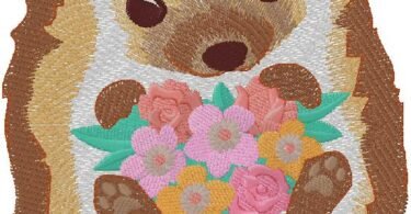 Cute Floral Hedgehog Embroidery Design 🦔🌸