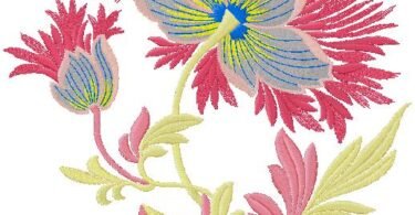 Elegant Exotic Bloom Embroidery Design
